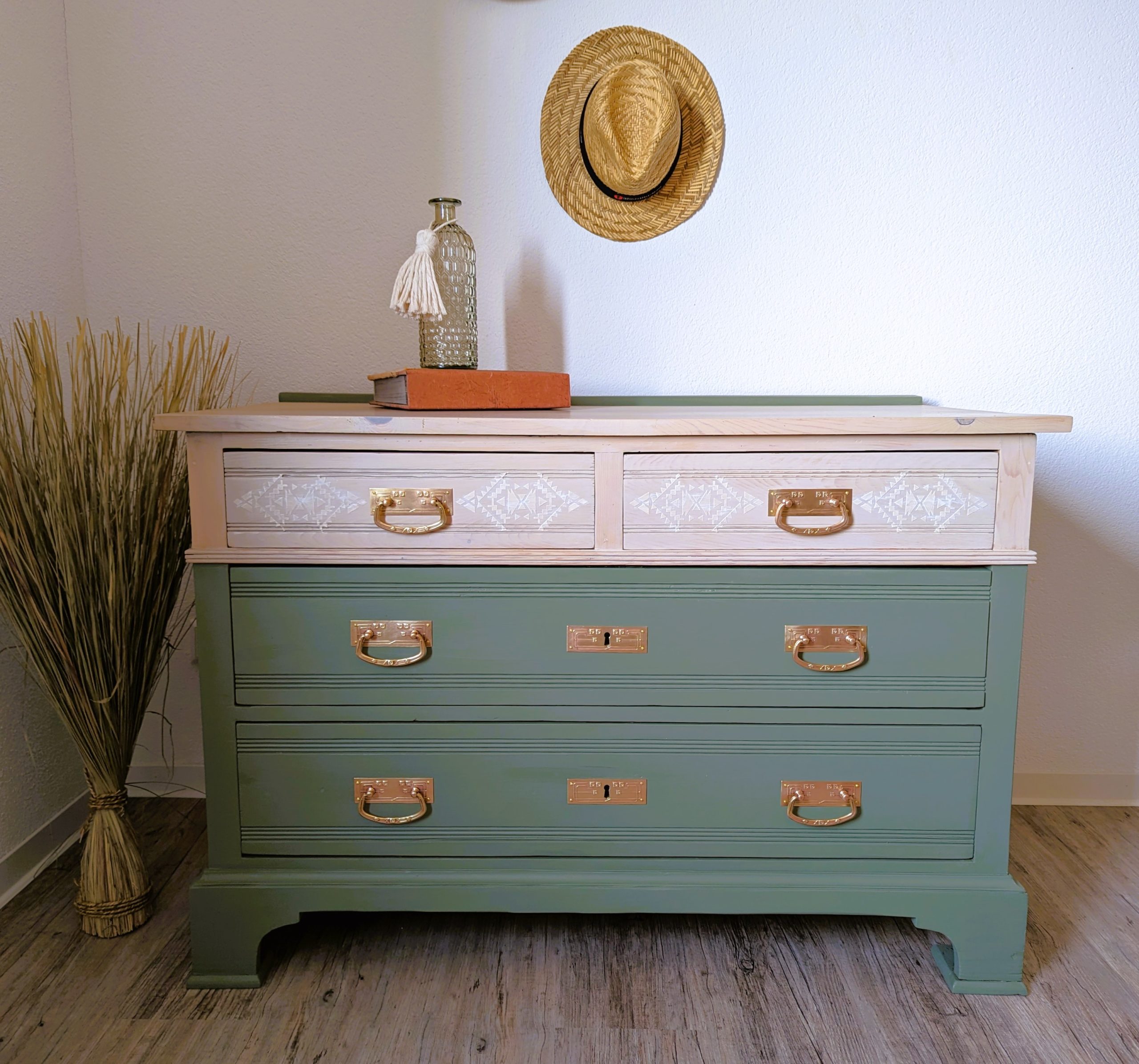 Two toned update of sturdy old dresser
